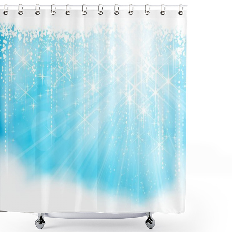 Personality  Festive Sparkling Light Blue Christmas / Winter Background (eps10) Shower Curtains