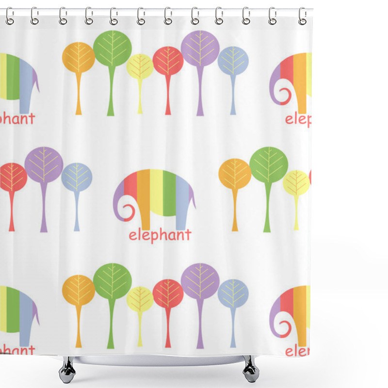 Personality  Seamless Pattern With Elephants And Trees. Shower Curtains