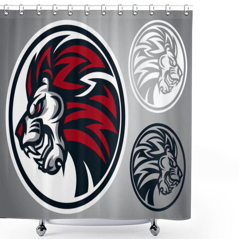 Personality  Lion-head-logo-vector Shower Curtains