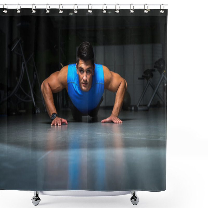 Personality  Man Doing Pushups Shower Curtains