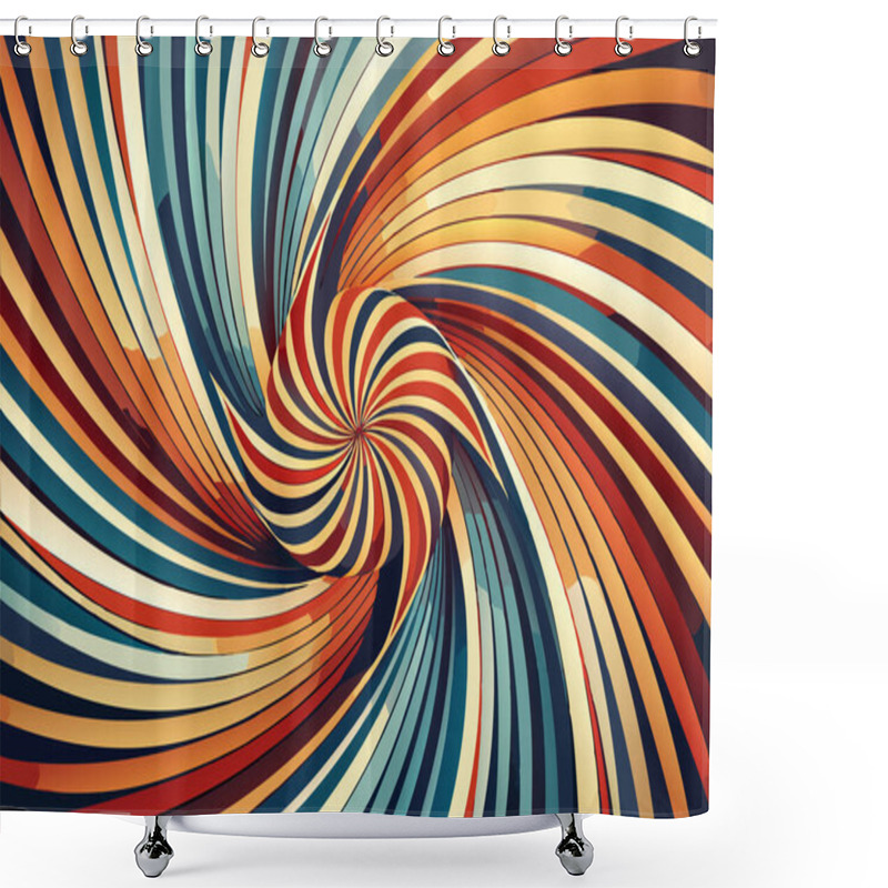 Personality  Vibrant Abstract Flower Design With Spiral Pattern Shower Curtains