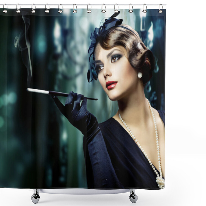 Personality  Retro Woman Portrait Shower Curtains