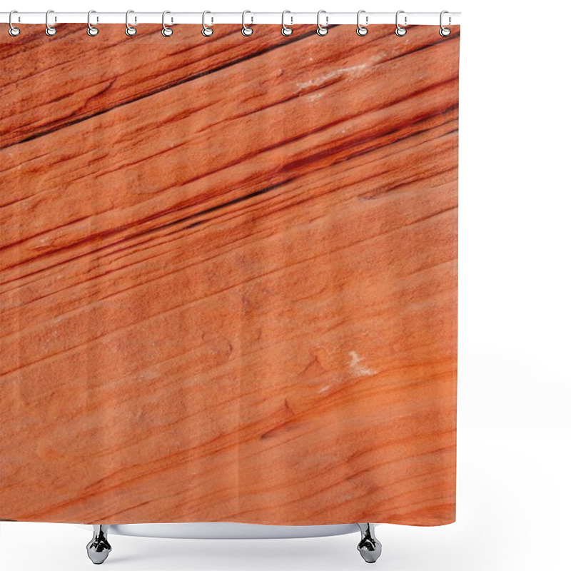 Personality  Textured Orange Rock Surface Showcasing Natural Patterns And Layers. Shower Curtains