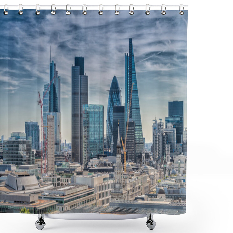 Personality  London City. Modern Skyline Of Business District Shower Curtains