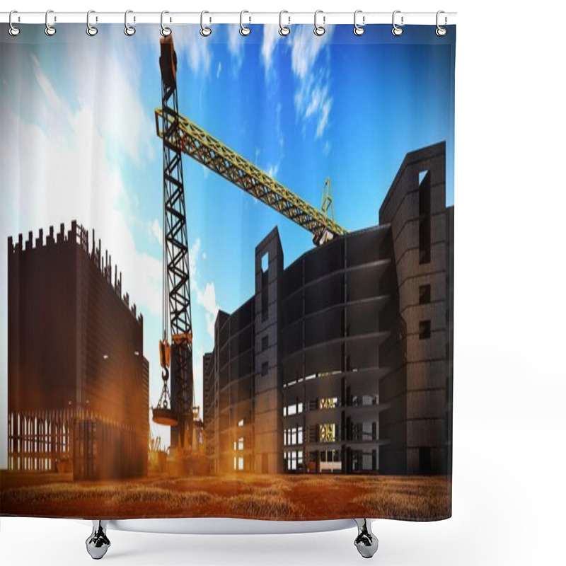 Personality  Construction Site At Sunset Shower Curtains