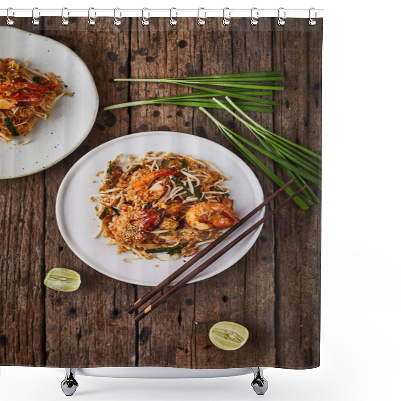 Personality  Padthai Noodles With Shrimps And Vegetables. Shower Curtains