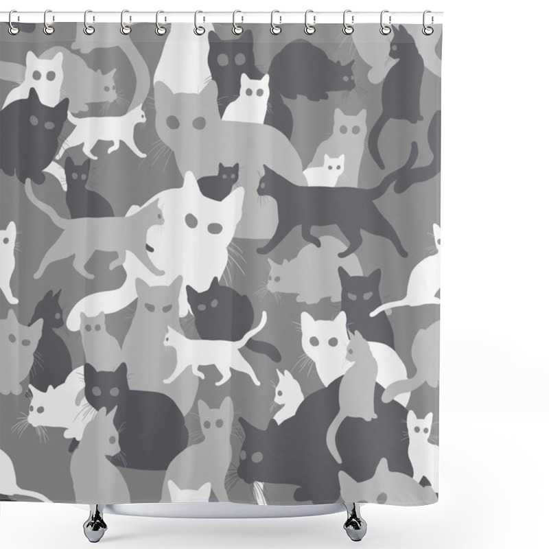 Personality  Seamless Camouflage With Cats Shower Curtains