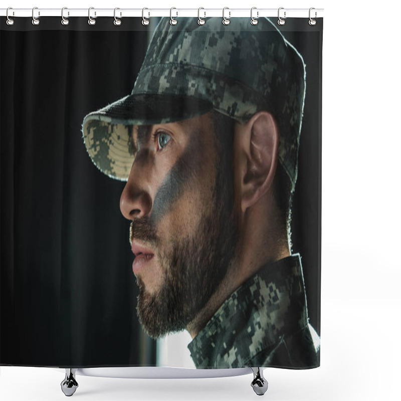 Personality  Soldier With Camouflage On Face Shower Curtains