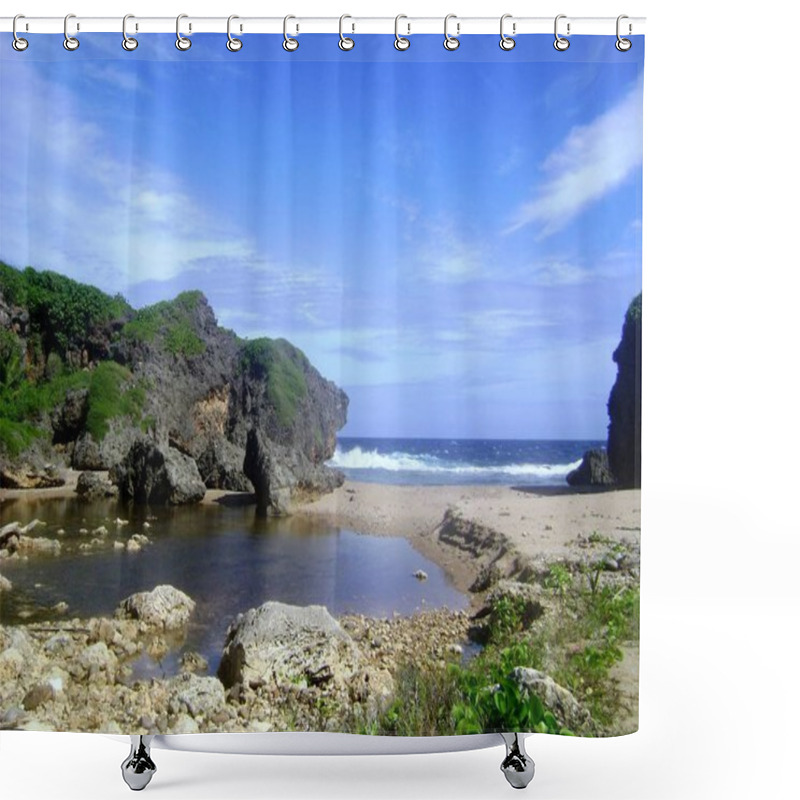 Personality  Hidden Beach, Saipan Shower Curtains