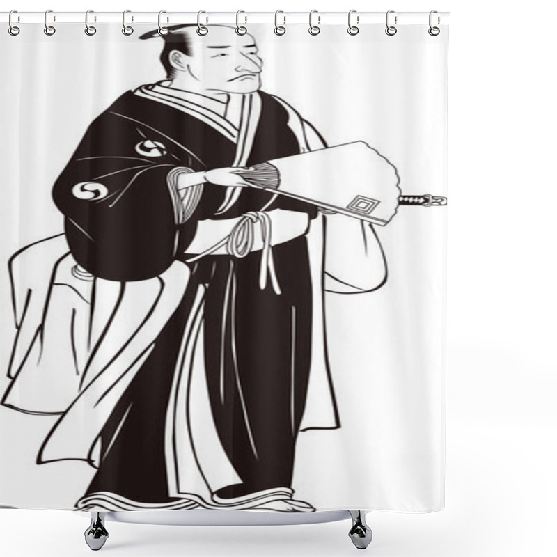 Personality  Ukiyoe Samurai 9 Black And White Shower Curtains