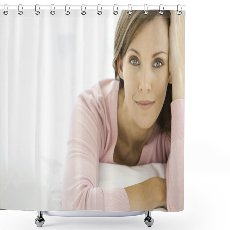 Personality  Middle Aged Woman Relaxing Shower Curtains