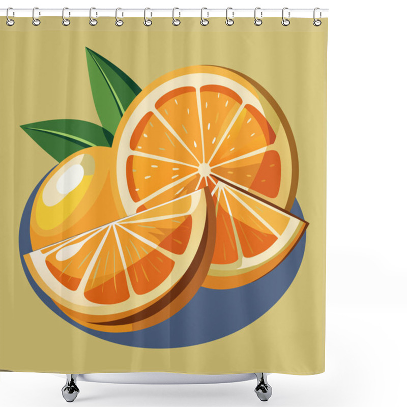 Personality  Fresh Citrus Vector Art With Orange And Lemon Slices Shower Curtains