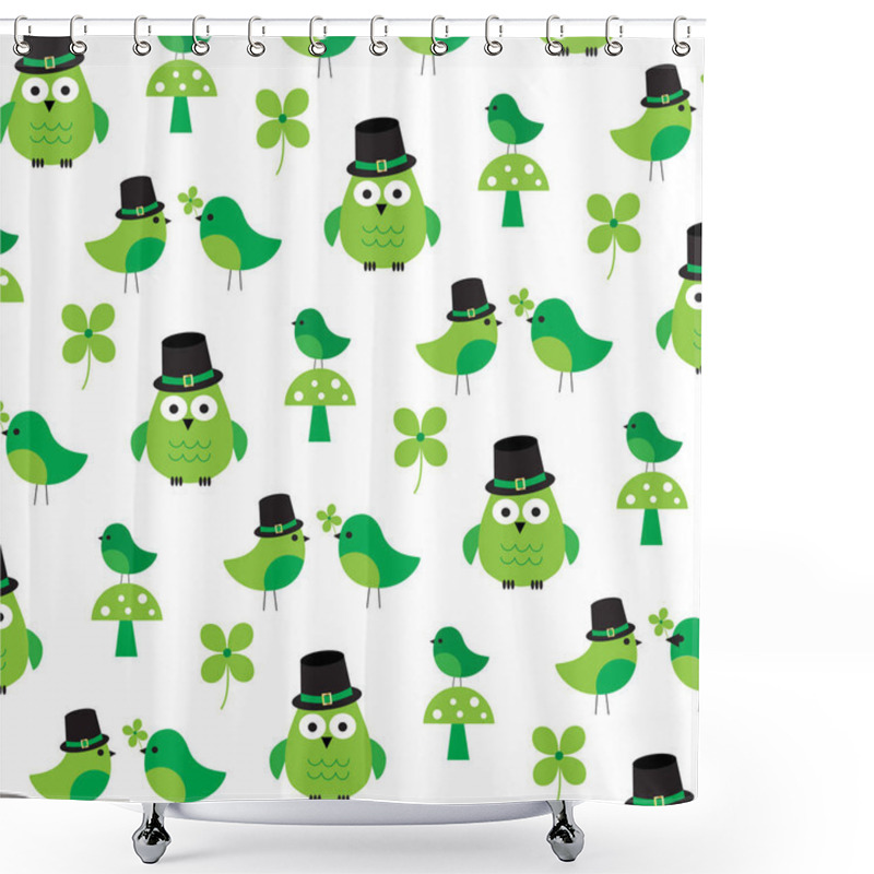 Personality  Saint Patricks Day Owl Pattern Shower Curtains