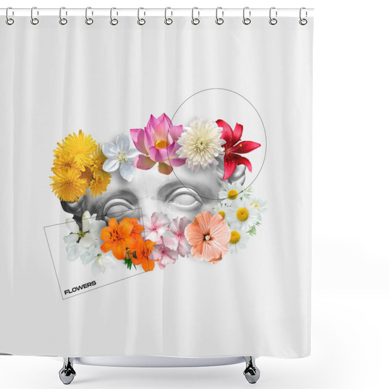 Personality  Modern Conceptual Art Poster With Ancient Statue. Contemporary Art Collage. Shower Curtains