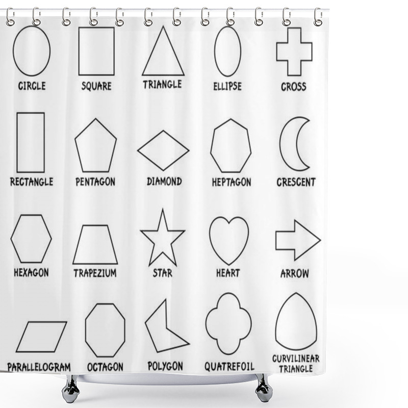 Personality  Education Basic Geometric Shapes With Captions Shower Curtains