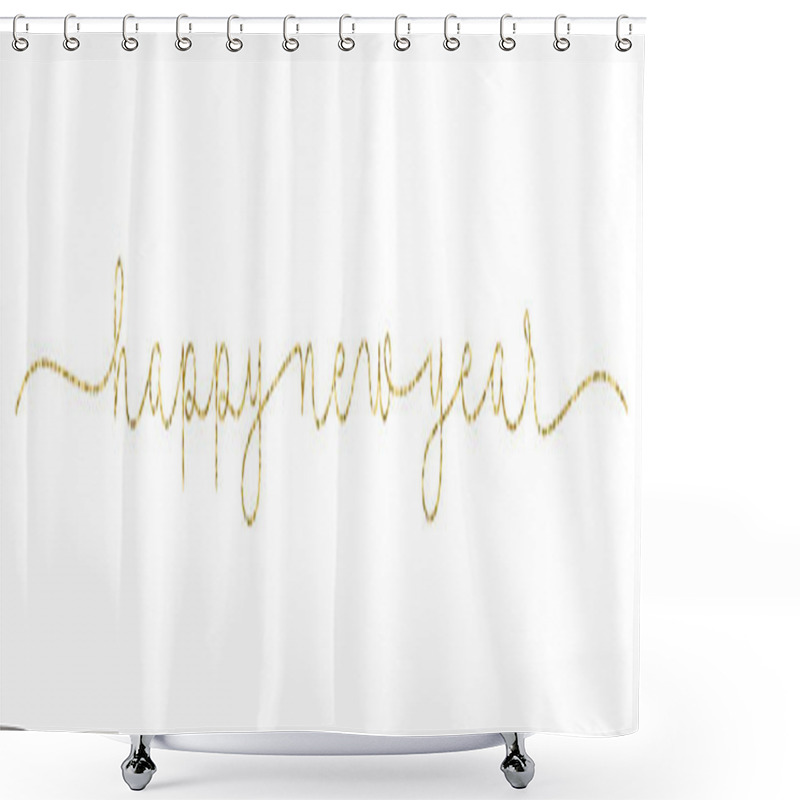 Personality  Happy New Year Gold Vector Brush Calligraphy Banner With Swashes Shower Curtains