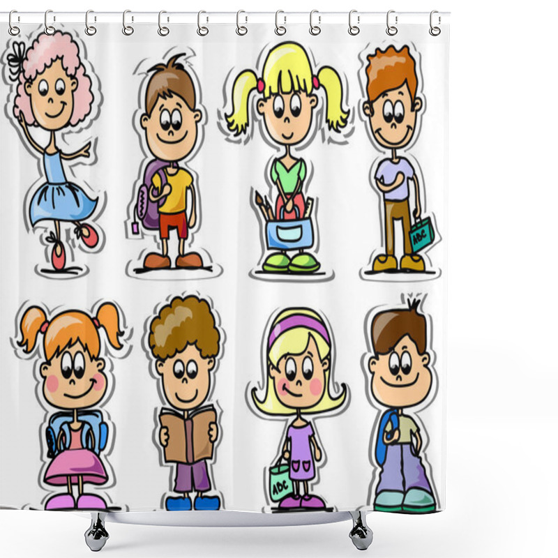 Personality  Cartoon Cute Schoolboys And Schoolgirls Shower Curtains