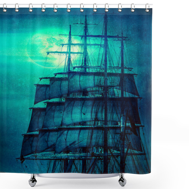 Personality  Pirate Ship Sailing To The Moon Shower Curtains