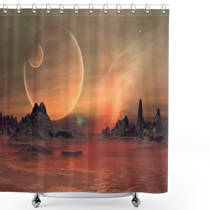 Personality  Alien Planet - Fantasy Landscape Shower Curtains