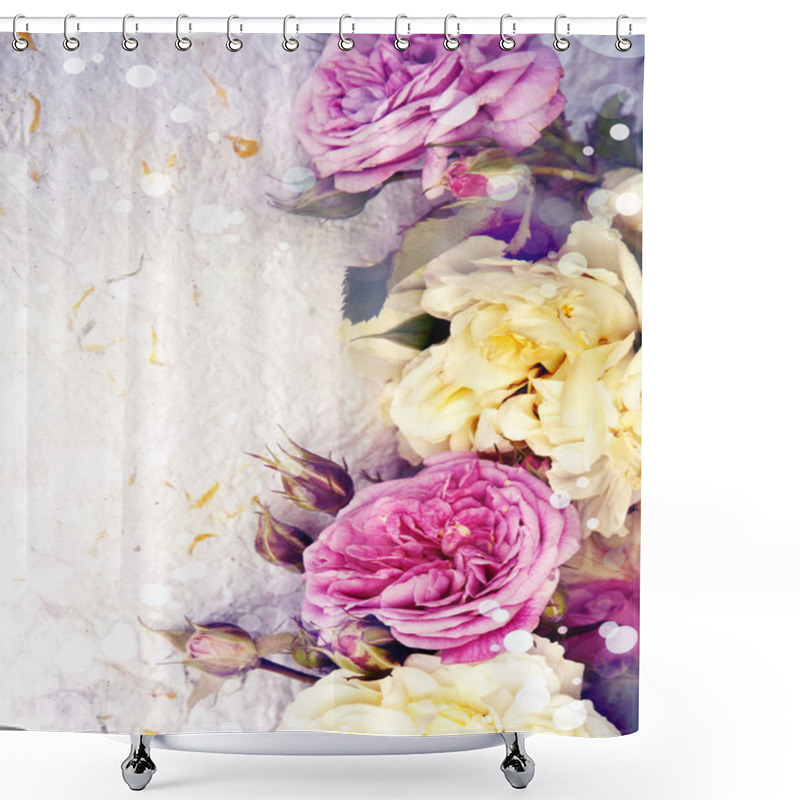 Personality  Pink Roses And Handmade Paper Shower Curtains