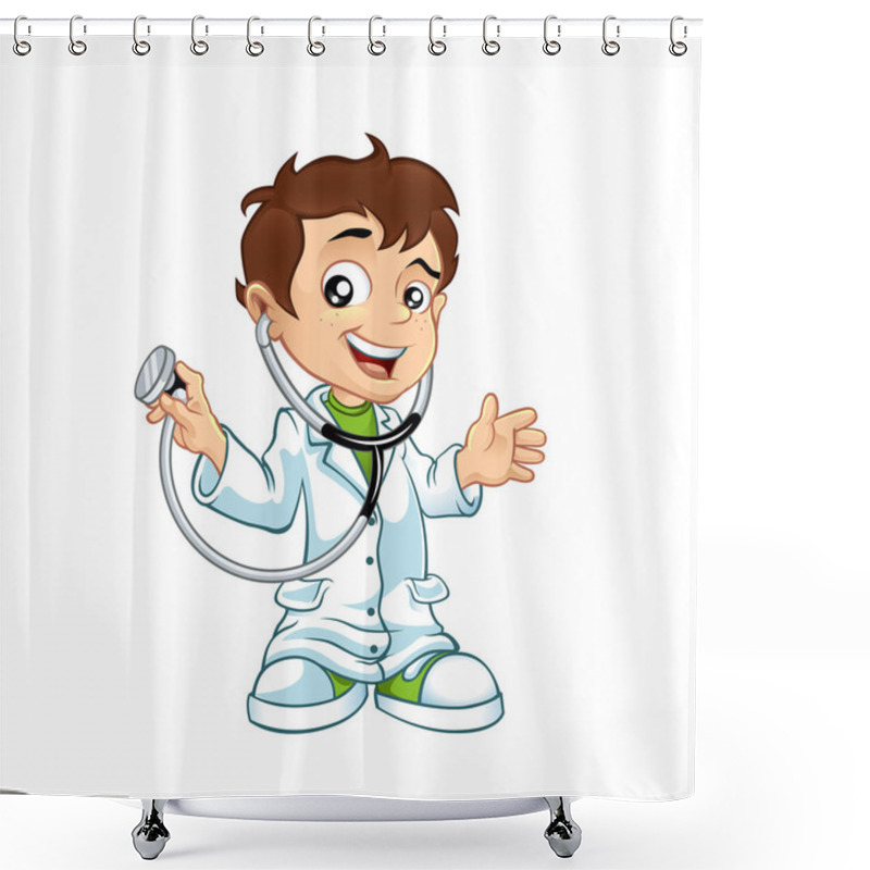 Personality  Cute Little Male Doctor Smiling Shower Curtains