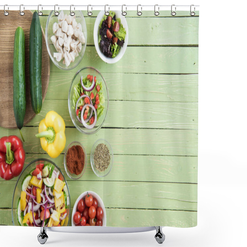 Personality  Fresh Raw Vegetables On Table  Shower Curtains