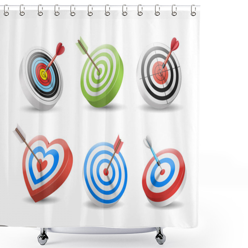 Personality  Set Of Targets And Arrows In Bullseye Isolated On White Background Shower Curtains