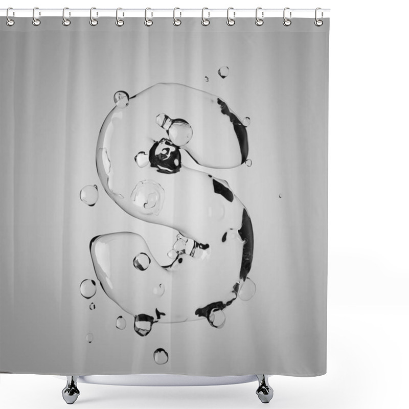 Personality  3D Water Letter S Uppercase. 3D Rendering Transparent Water Font With Drops. Shower Curtains