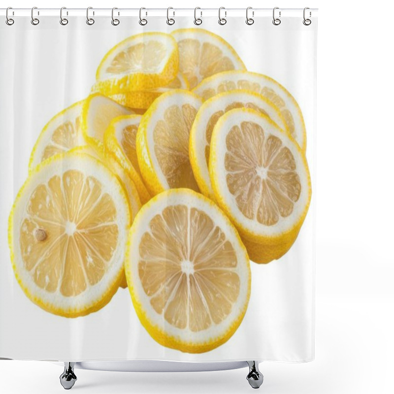 Personality  Fresh, Vibrant Yellow Lemon Slices Arranged Beautifully, Showcasing Their Juicy Texture And Zesty Appeal. Shower Curtains