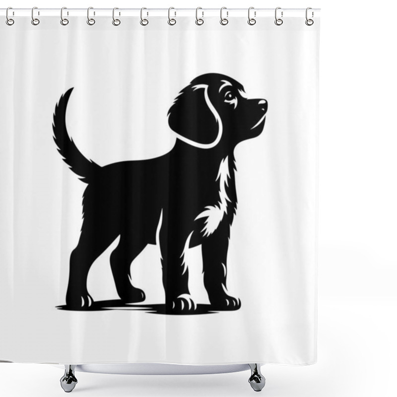 Personality  A Cute Puppy Dog Icon Silhouette Vector Art Illustration Design Template Shower Curtains