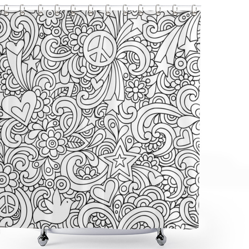 Personality  Retro Doodles Seamless Repeat Pattern Vector Shower Curtains