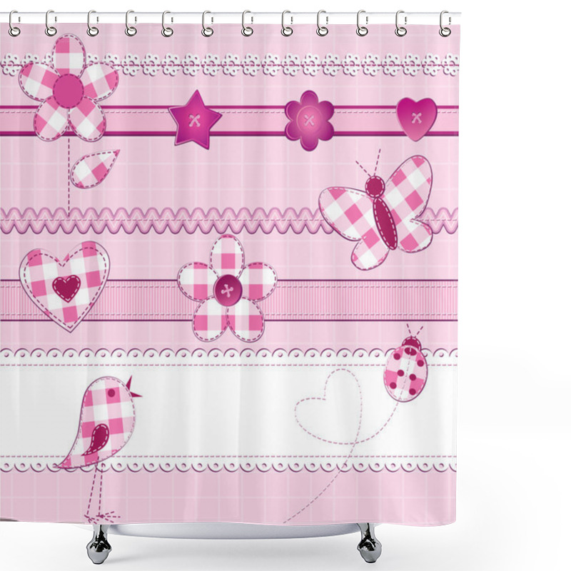 Personality  Scrapbook Elements In Pink Shower Curtains