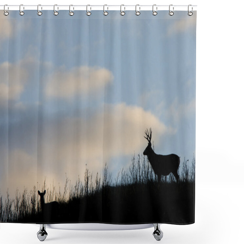 Personality  Deer Silhouette Saskatchewan Canada Mule Deer Hills Shower Curtains