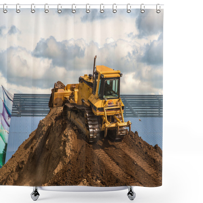 Personality  Construction Machine Shower Curtains