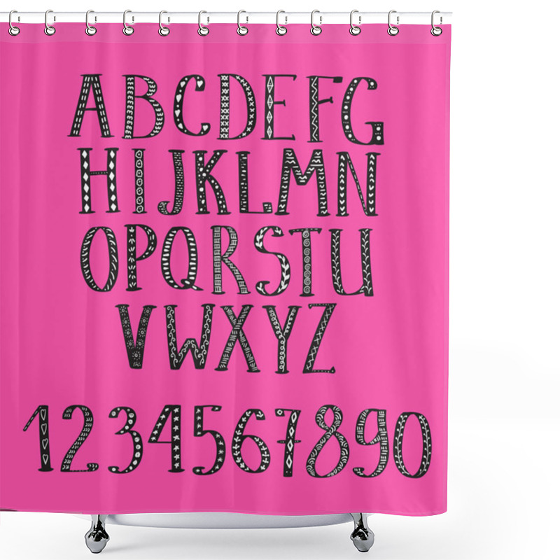 Personality  Hand Drawn Ethnic Alphabet Shower Curtains