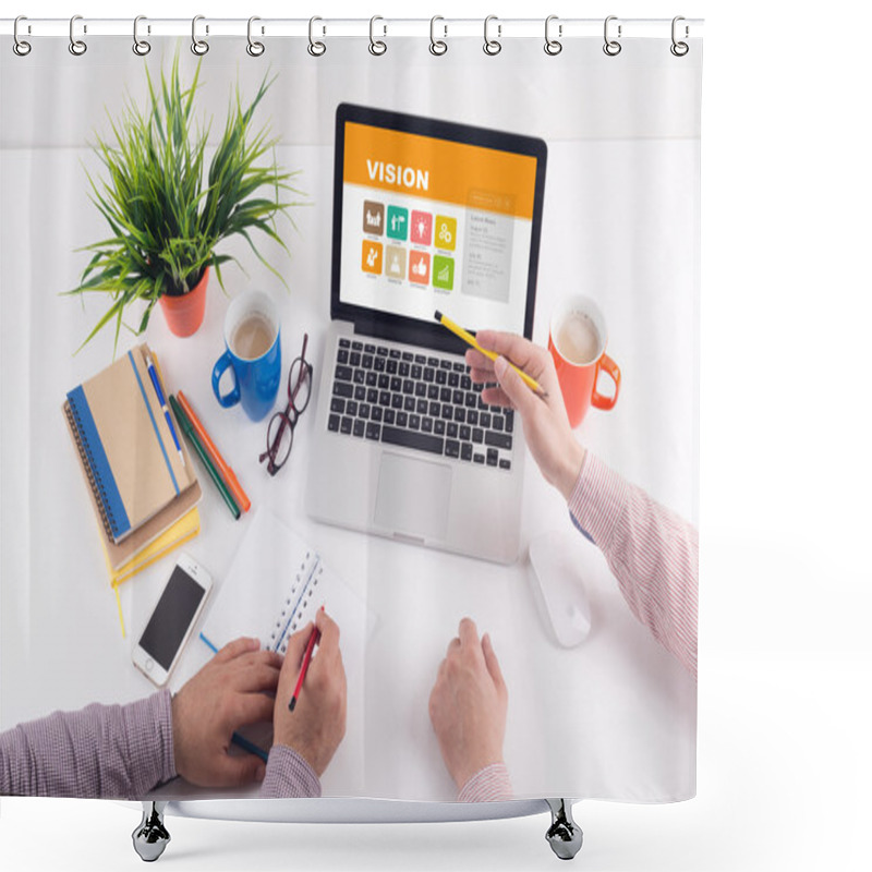 Personality  Businessman Working On Laptop Shower Curtains