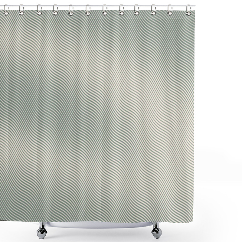 Personality  Parallel Hatching Wavy Ripple Lines Halftone Pattern Abstract Vector Smooth Blurred Structure Pale Green Texture Isolated On Light Back. Half Tone Graphic Oblique Etching Strokes Aesthetic Abstraction Shower Curtains