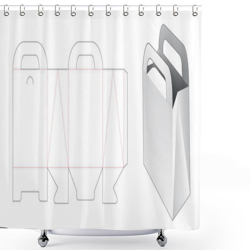 Personality  Cardboard Bag With Holder Die Cut Template Shower Curtains