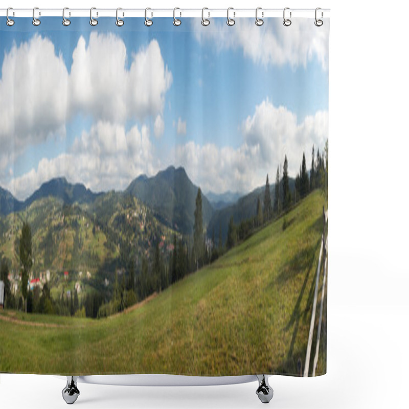 Personality  Mountain Village Panorama Shower Curtains