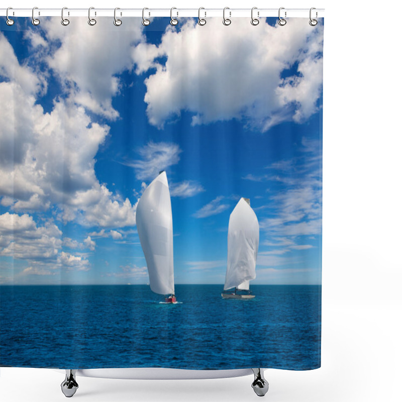 Personality  Sailboats Regatta Sailing In Mediterranean Shower Curtains