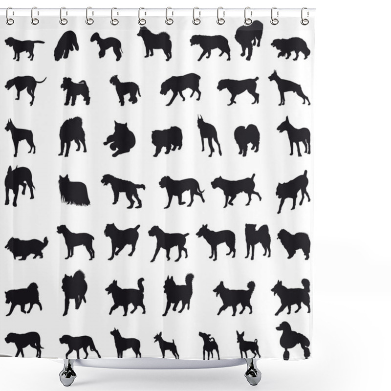 Personality  Dogs Silhouettes Shower Curtains