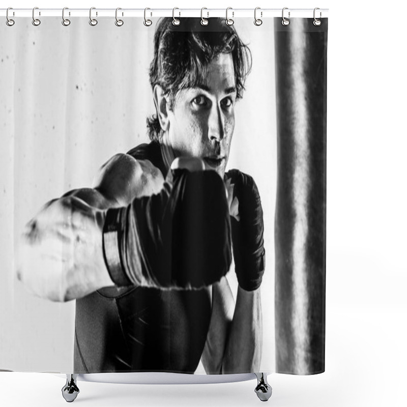 Personality  Muscular Kickbox Fighter  Shower Curtains