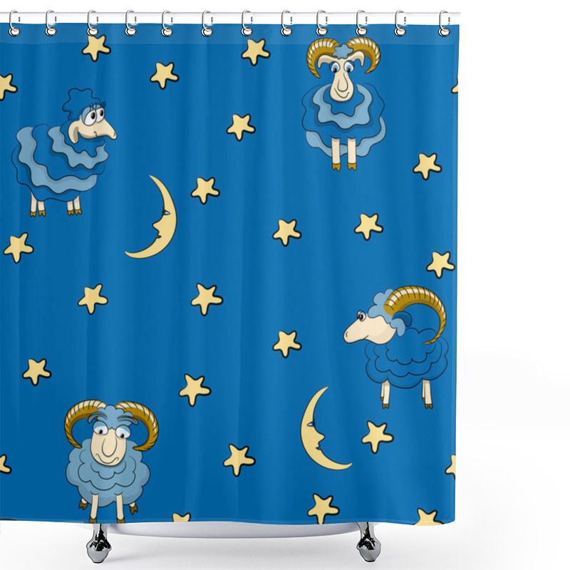 Personality  Seamless Pattern With Sheep For Good Dreams Shower Curtains