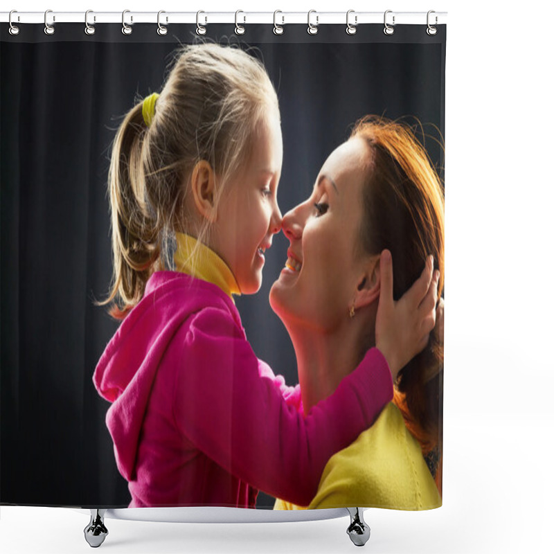 Personality  Little Girl Hugging Her Mother Shower Curtains