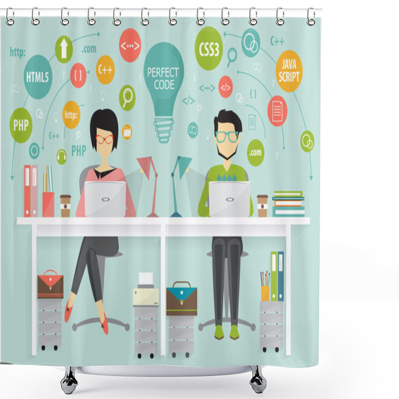 Personality  Proggramer And Designer Coworking Shower Curtains