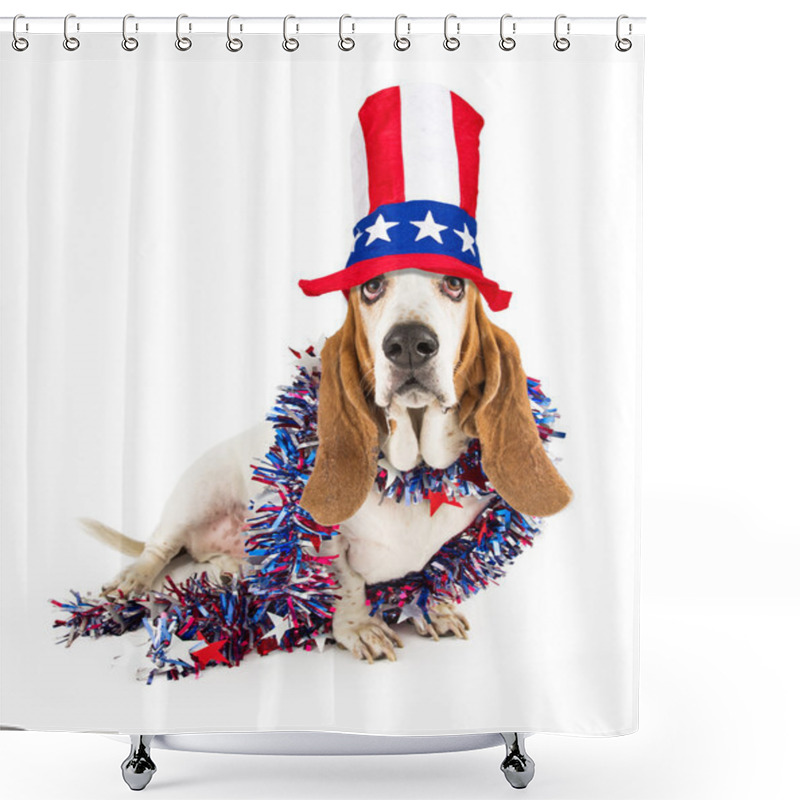 Personality  Funny Independence Day Basset Hound Shower Curtains