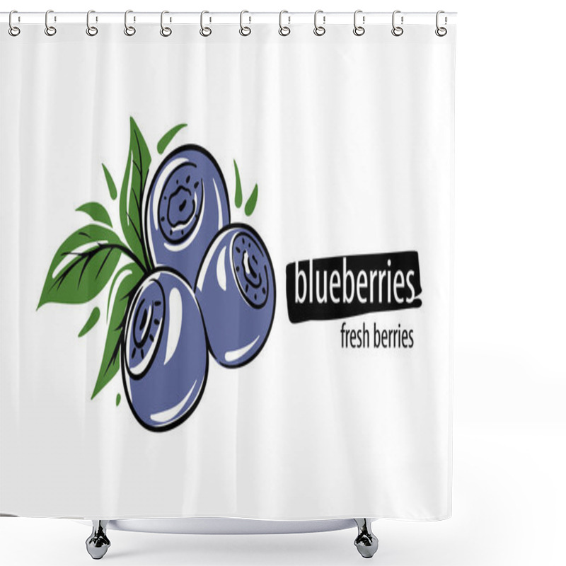 Personality  Drawn Vector Blueberries On A White Background Shower Curtains