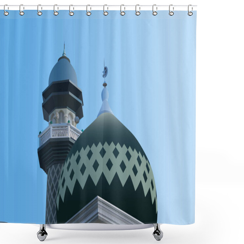 Personality  Vector Illustration Of The Dome Of The Jami Mosque In Malang, Indonesia Shower Curtains