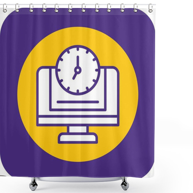 Personality  24 For 7 Monitoring. Clock On Monitor Screen Shower Curtains