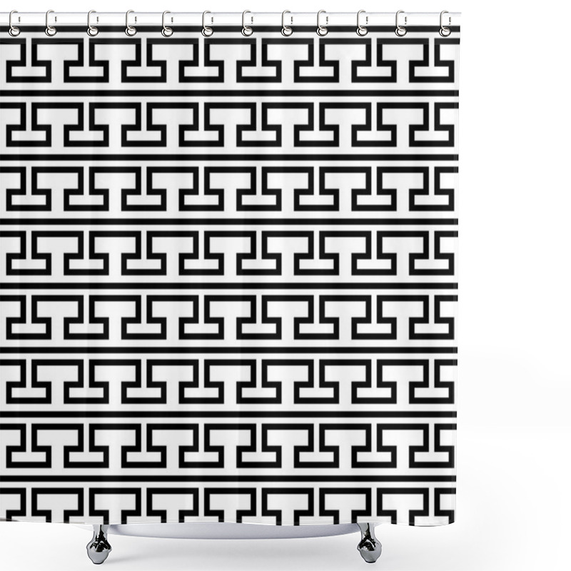 Personality  Tile Greek Black And White Vector Pattern Shower Curtains